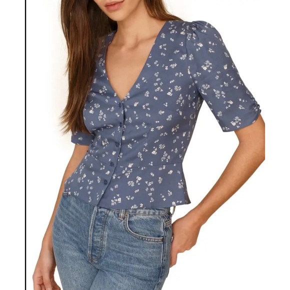 Reformation Tops - Reformation Cottagecore Feminine Floral Button Front Puff Sleeve Blouse Size 4